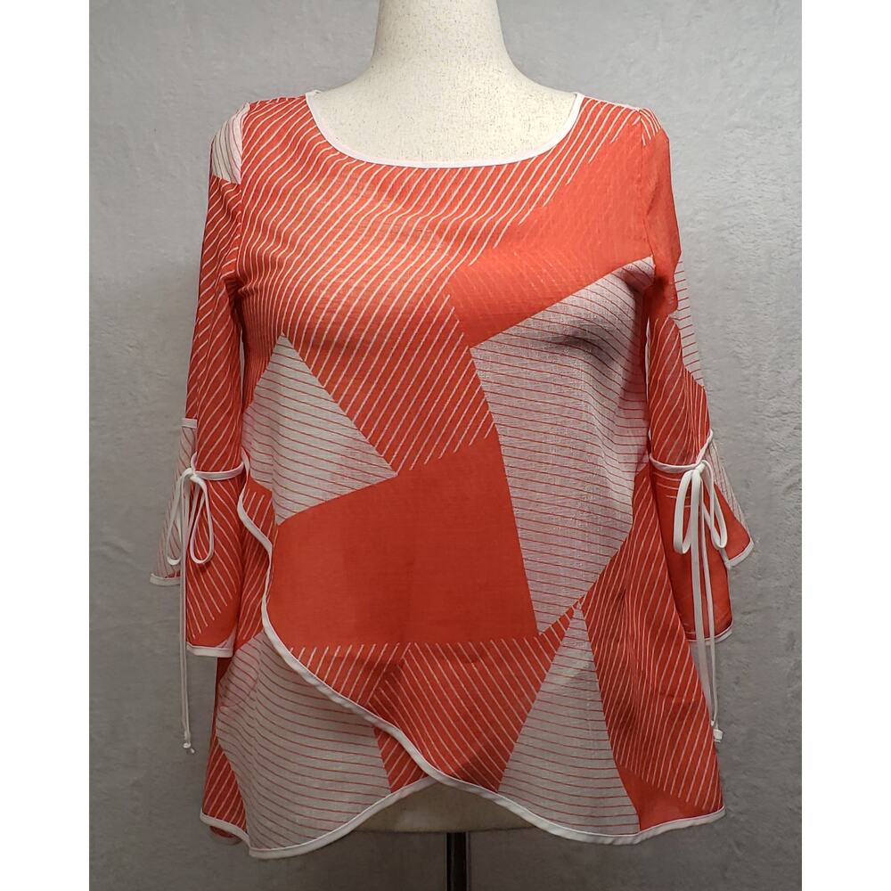 IC by Connie K Tunic XS NWT Orange White Stripe Colorblock Resortwear Cruise